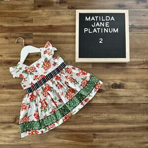 NEW Matilda Jane Platinum Ausgust Loves Me Floral Short Sleeve Top Cream Red 2